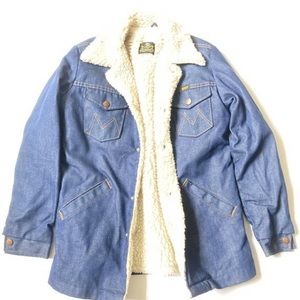 Vintage 70’s denim Sherpa jacket Maverick blue bel
